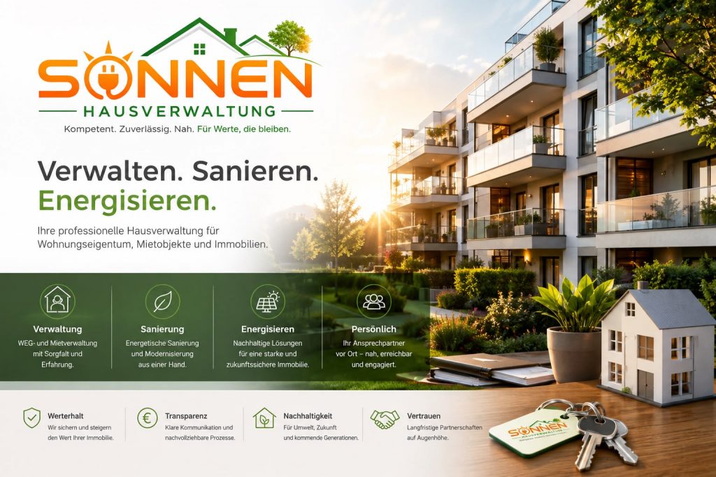 Sonnen Hausverwaltung mit einer Zukunftsimmobilie Verwalten, Sanieren, Energisieren